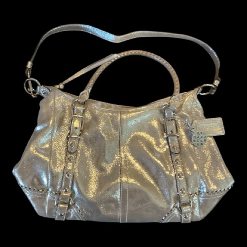 Coach metallic silver Alexandra bag